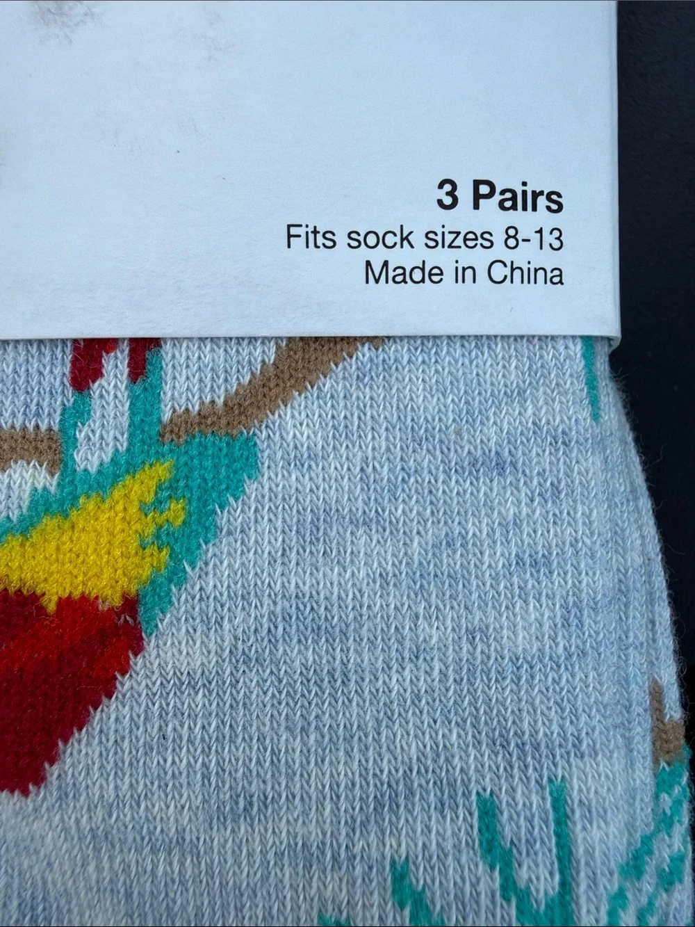 Sonoma Crew Socks - Light Blue with Multicolor Parrot Pattern (3-Pack)
